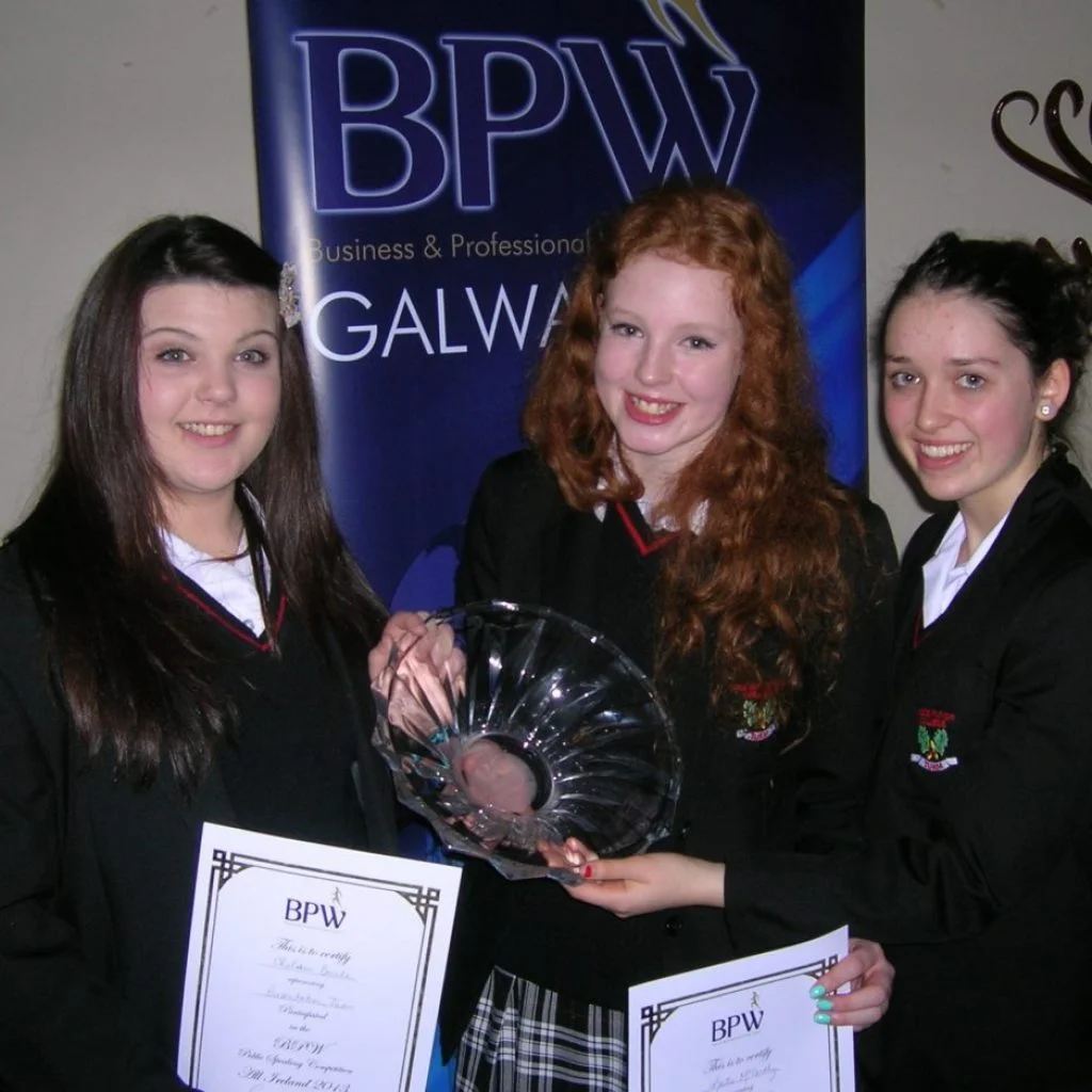 Katie McCarthy, Chelsea Burke and Therese Kearns finalists in the all Irelands BPW speaking competition